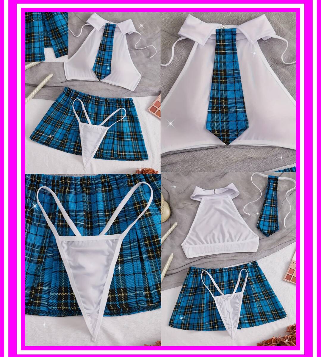 ★超素敵★スチューデント風★コスチュームセット★スリットミニスカ★タンクトップ★タイ★Tバック★チャーミング★キュート★KB83S拍卖