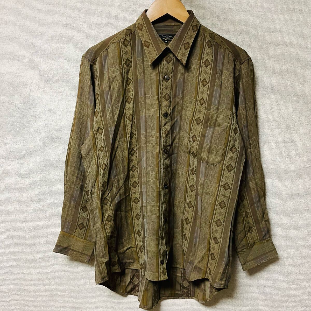 ヴィンテージ ビンテージ シャツ 長袖 総柄 古着 昭和 レトロ メンズ M拍卖