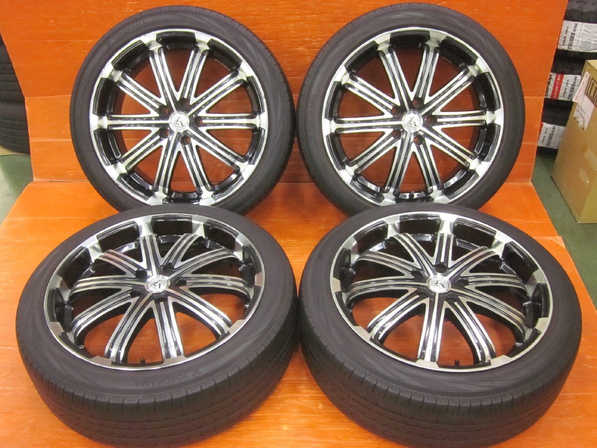 【Y4 TECHNOPIA Kashina V-1 19インチ 8.0J +45 PCD114.3 5H ヨコハマ BluEarth RV-02 225/45R19 片減り有 エスティマ/オデッセイ/MPVなど拍卖