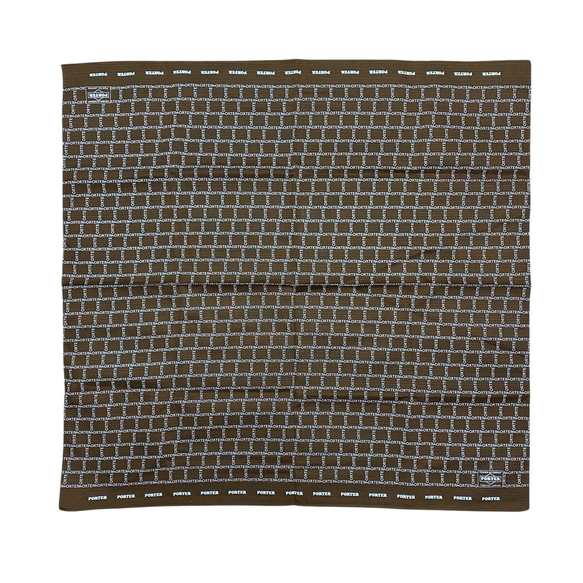 【新品未使用 非売品 限定品 PORTER ポーター 大判 風呂敷 バンダナ テーブルクロス 茶色 ブラウン 80.5cm 77.5cm 吉田カバン タンカー】拍卖