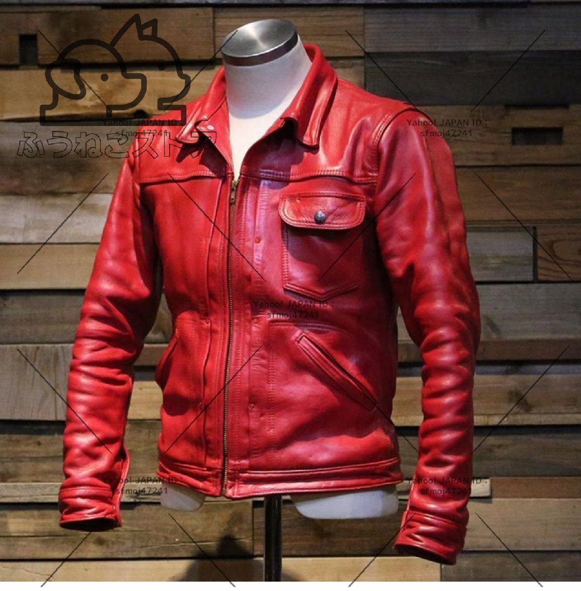 革ジャン レザージャケット シングルライダース 本革 カウハイド バイクレザー 牛革 アメカジ メンズファッション▲レッド拍卖