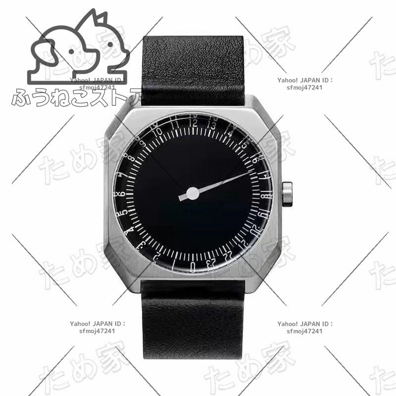 ファッション 単針 レトロ シンプル クオーツ レトロ プロフィール 男性 腕時計 牛革のバンド 24時 ブラック拍卖