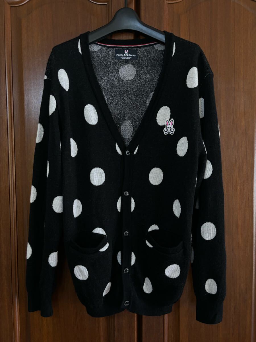 Psycho Bunny サイコバニー ニット カーディガン ブラック サイズL 日本製拍卖
