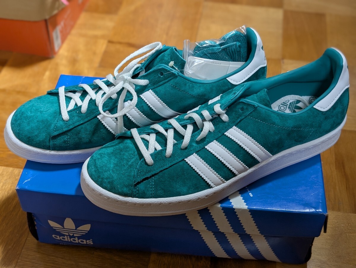 【即決】ADIDAS CAMPUS 80s 29cm Us11 キャンパス デッドストック ヴィンテージ ターコイズブルー グリーン拍卖
