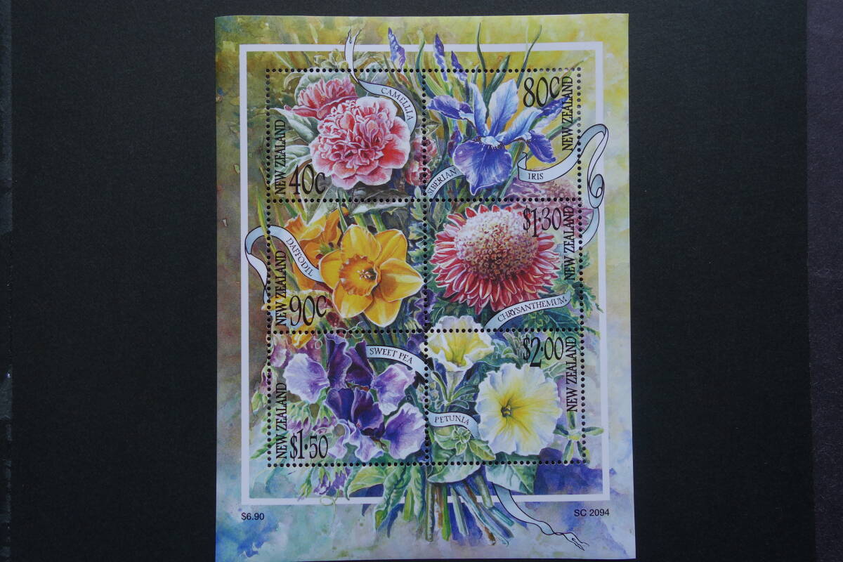 外国切手: ニュージーランド切手 「花園」(カメリア ほか)6種m/s 未使用拍卖
