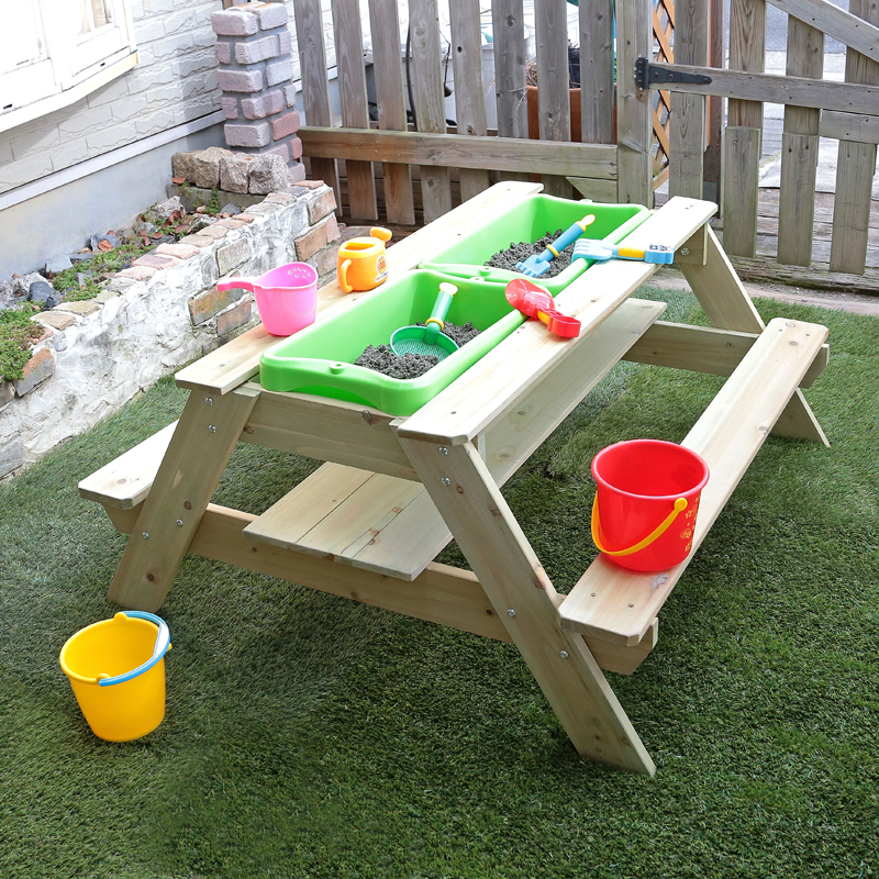 テーブル 屋外用 子供用 子ども用 ガーデンテーブル 天然木 杉 ウッドテーブル 砂場 すなば 遊具 おもちゃ 庭 ガーデニング 大型 テーブル拍卖
