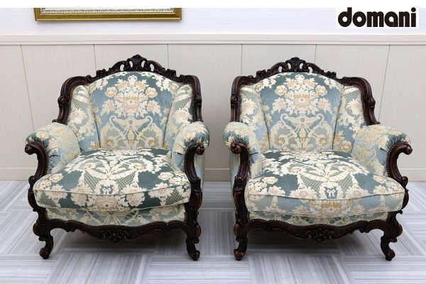 超美品!国内最高峰 カリモク家具karimoku ドマーニdomani ルイ15世LouisXV 応接 1P 2脚セット 金華山 ソファ 1人掛け 圧巻のロココ様式 !拍卖