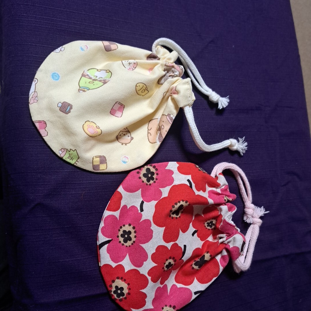 巾着 丸い 小さな巾着 リップ 傷テープ 2個セット ハンドメイド拍卖