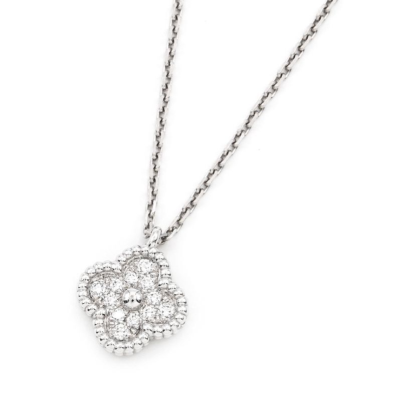 ヴァンクリーフ&アーペル スイートアルハンブラネックレス VCARO85900 K18WG ダイヤモンド ペンダント ホワイトゴールド 中古 送料無料拍卖