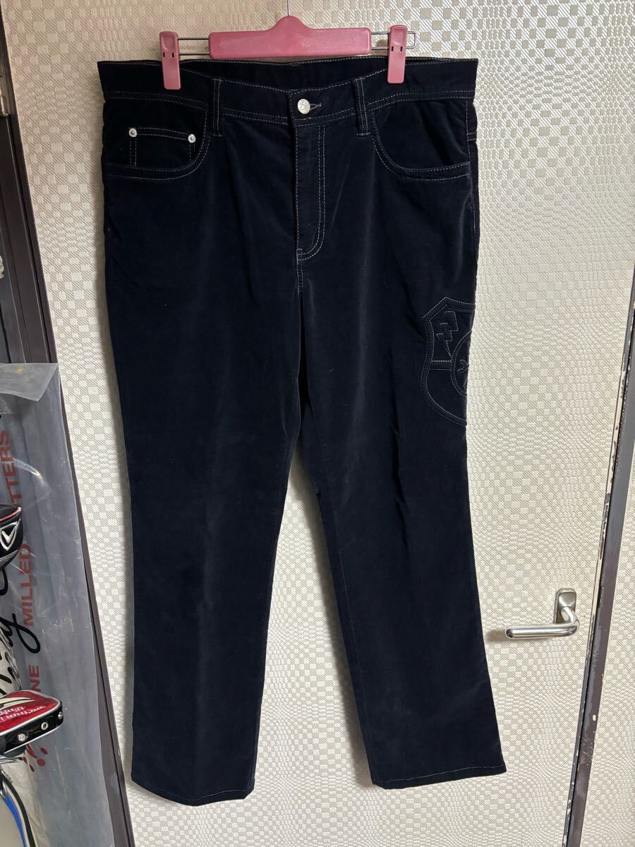カステルバジャック 濃紺ベロア調ストレッチパンツ50拍卖