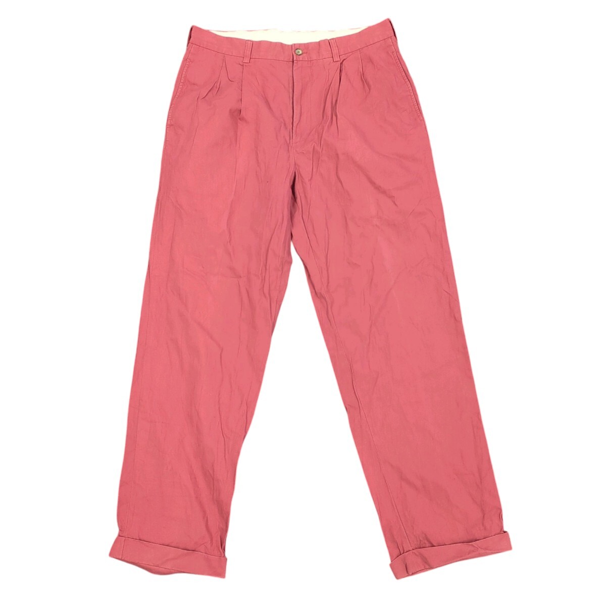 34/32 BROOKS BROTHERS チノパン ツータック裾ダブル チェリーレッド bm00759拍卖