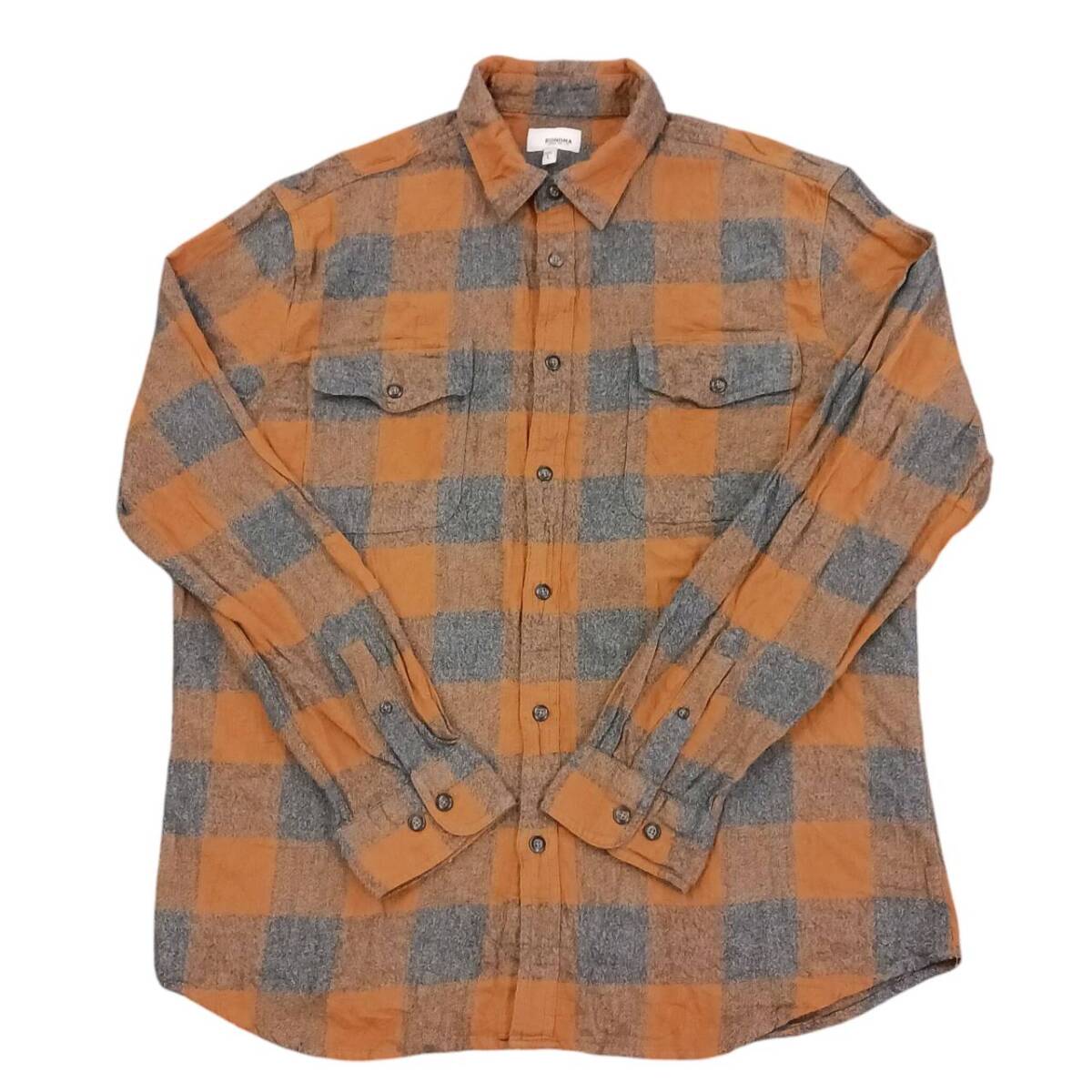 L SONOMA ネルシャツ 薄手 チェック キャメル×ブラウン×グレー ns0201拍卖