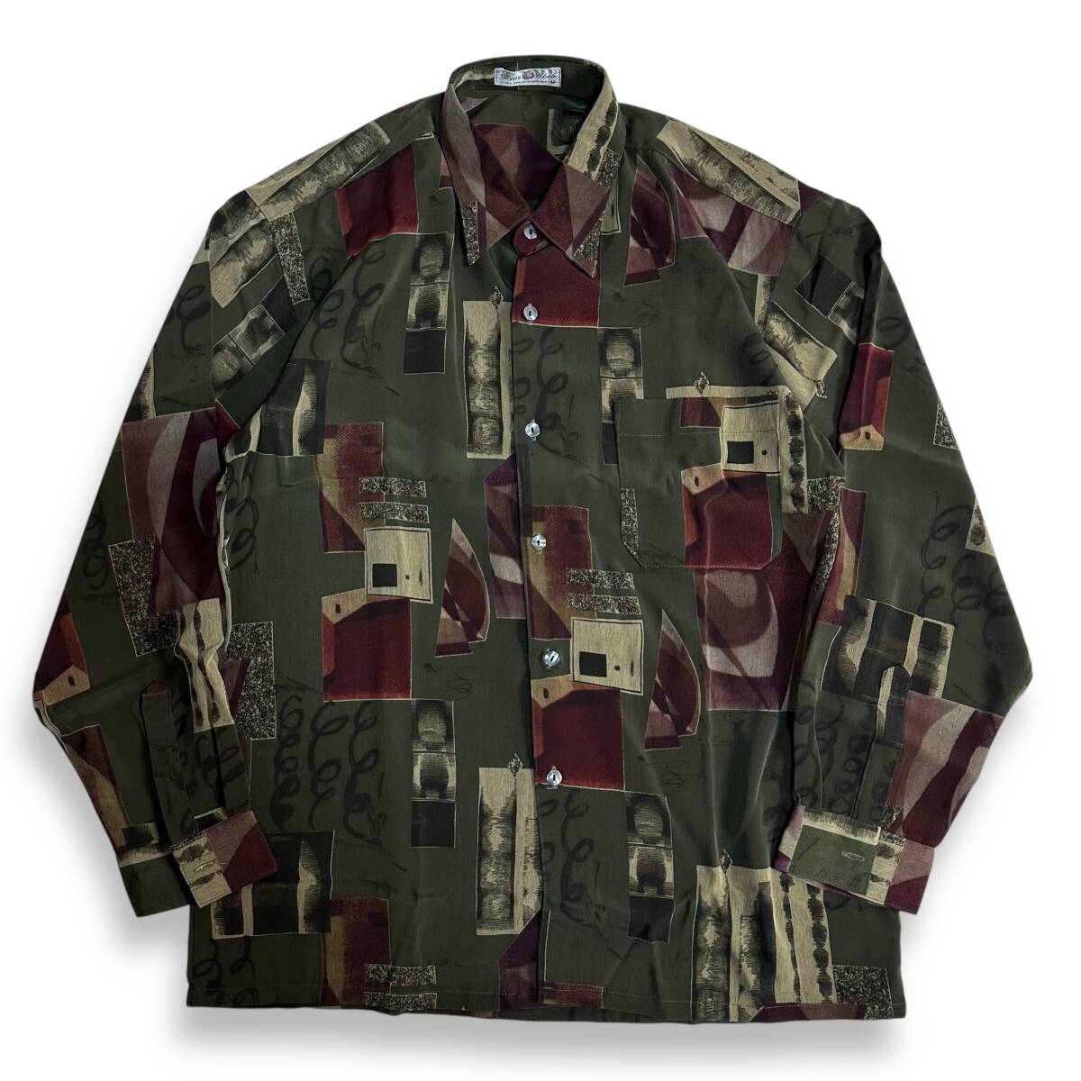 良好【Deer Club】VINTAGE 80s 90s アート レトロポリシャツ オールド ビンテージ古着 落ち感あり 昭和レトロ 総柄拍卖