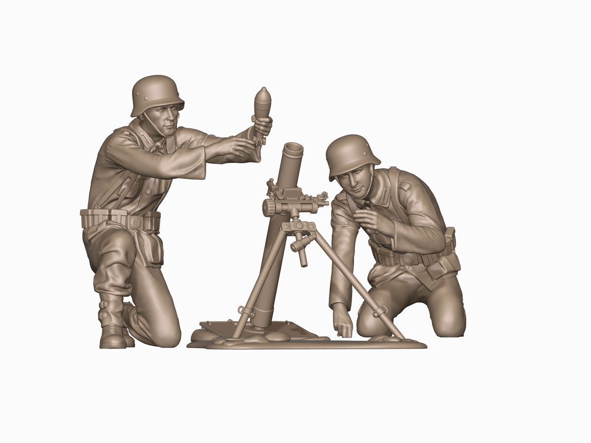 1/144レジンキット 未塗装 WWⅡ ドイツ軍 兵士フィギュア 2体 迫撃砲兵 ワールドタンクミュージアム【同梱可能】230904拍卖