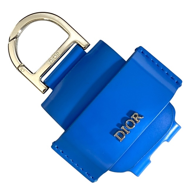 Christian Dior ディオール AirPodsケース エアポッズケース バッグチャーム 小物 ロゴ レザー ブルー拍卖