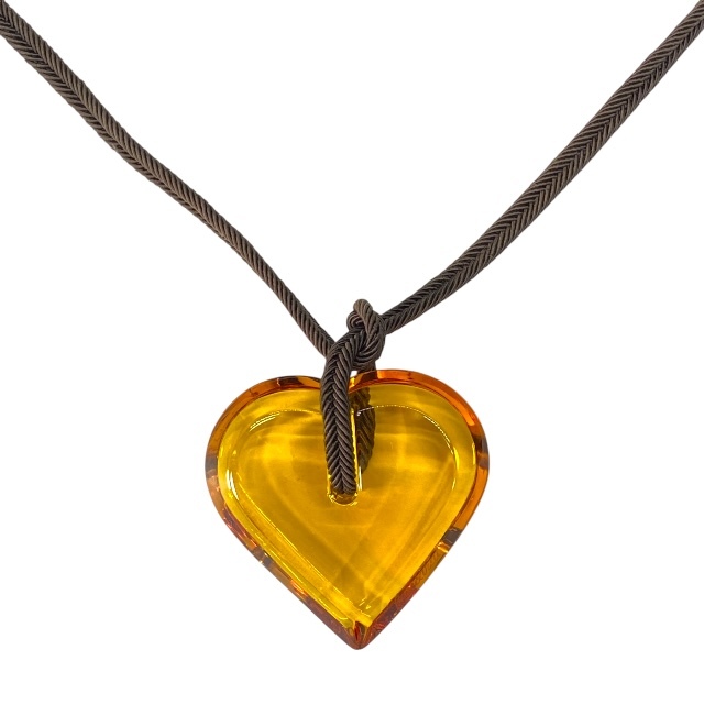 Baccarat バカラ ネックレス ペンダント チョーカー アクセサリー 小物 ハート クリスタル 紐 オレンジ拍卖