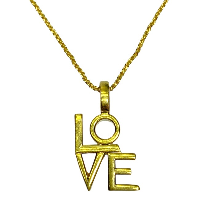 【未使用】SAINT LAURENT サンローラン LOVE ネックレス アクセサリー ジュエリー 小物 ロゴ GP ゴールド拍卖