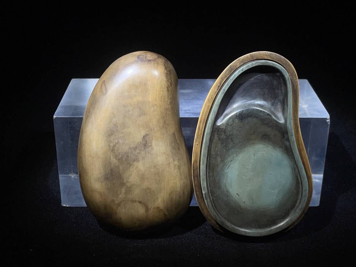 清時代 福豆小套硯 書道具 文房具 彫刻硯 硯台 和風茶道用 文人雅趣 極細工 古賞物 古美味 東洋彫刻 時代物 骨董 中国古美術拍卖