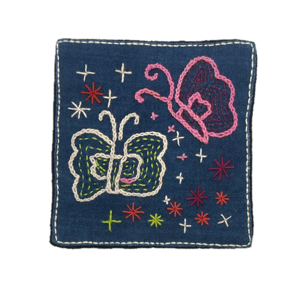 エスニックモチーフ刺繍 アジアン雑貨手芸材料 プリミティブアート ハンドメイドコースター ラオスレンテン族 動物 ゾウ拍卖