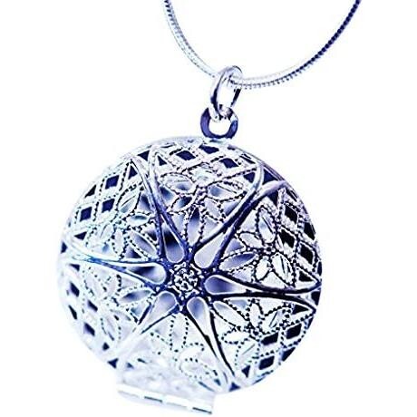 アロマペンダント ネックレス スター 星 &フラワー 花 ヨーロピアン調透かしデザイン 丸型 スネークチェーン&ストラップチェーン付き拍卖