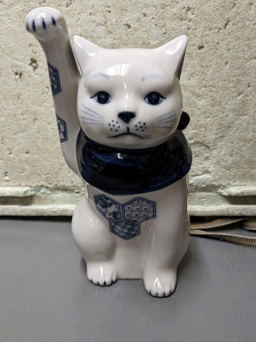 招き猫 陶器 置物 商売繁盛 まねきねこ 縁起物 高さ20センチ拍卖