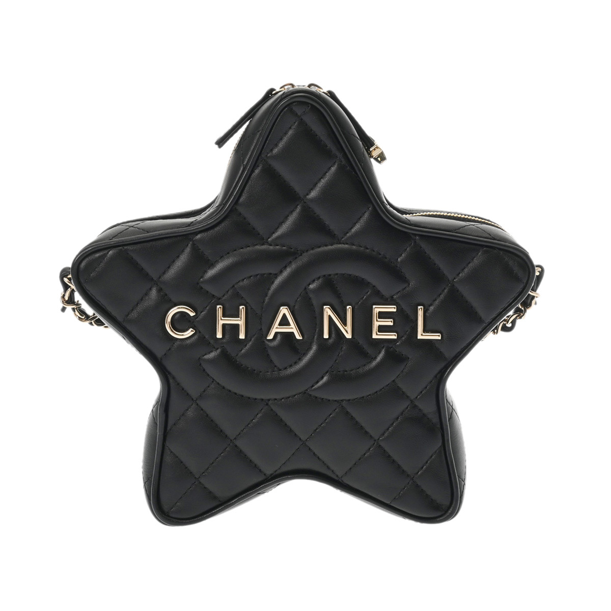CHANEL シャネル マトラッセ スターチェーンショルダー ブラック AS4579 レディース ラムスキン ショルダーバッグ Aランク 中古 銀蔵拍卖