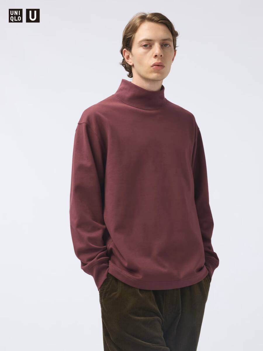 【新品・未使用】UNIQLO U ブラッシュドモックネックTシャツ WINE S 471806 MB まとめ げんじ Genji ウルマ ユニクロ ユー拍卖
