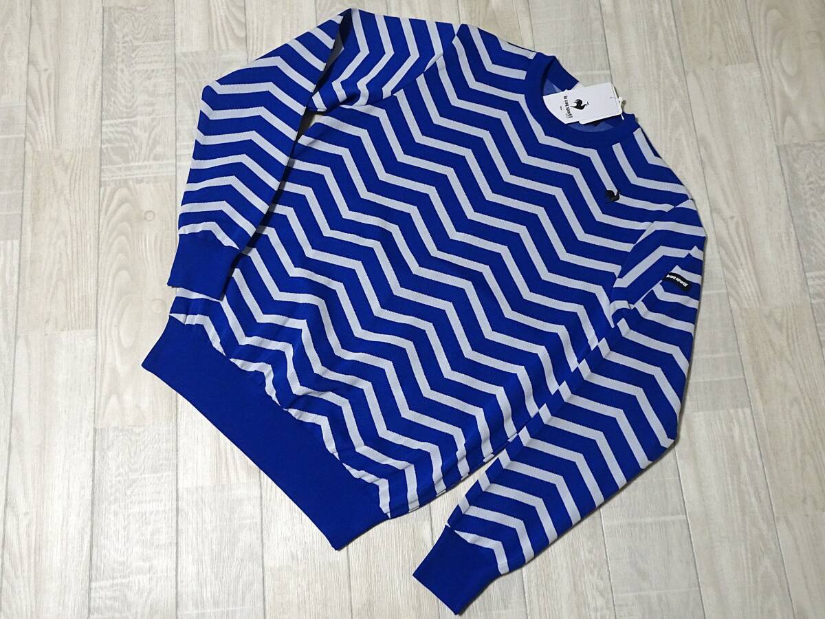 【未使用】★ルコックスポルティフ/le coq sportif/メンズ/ゴルフ/ヘリンボーン/ボーダー柄/ニットソー★М〔P756〕拍卖