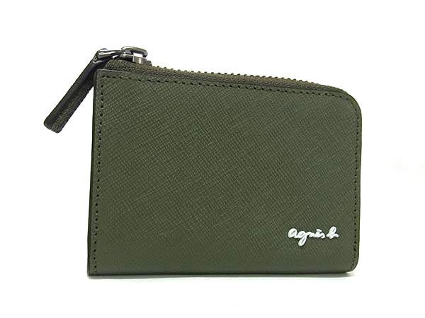 ■新品■未使用■ agnes b. アニエスベー レザー L字ファスナー ミニ財布 ウォレット コインケース 小銭入れ カーキ系 BJ7253拍卖