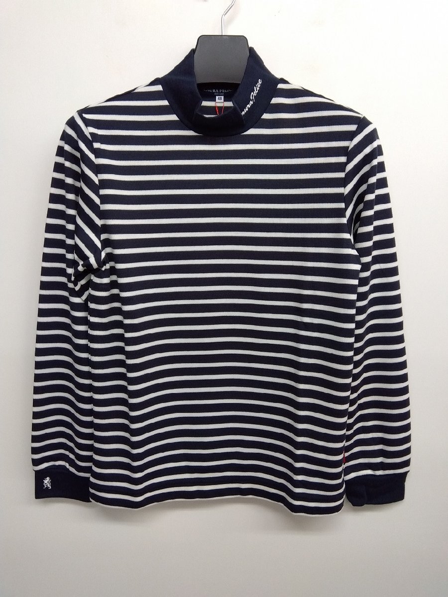 ハイネックTシャツ 40%OFF Laura Felice 秋冬物 ポンチボーダー (48)新品 送料無料拍卖