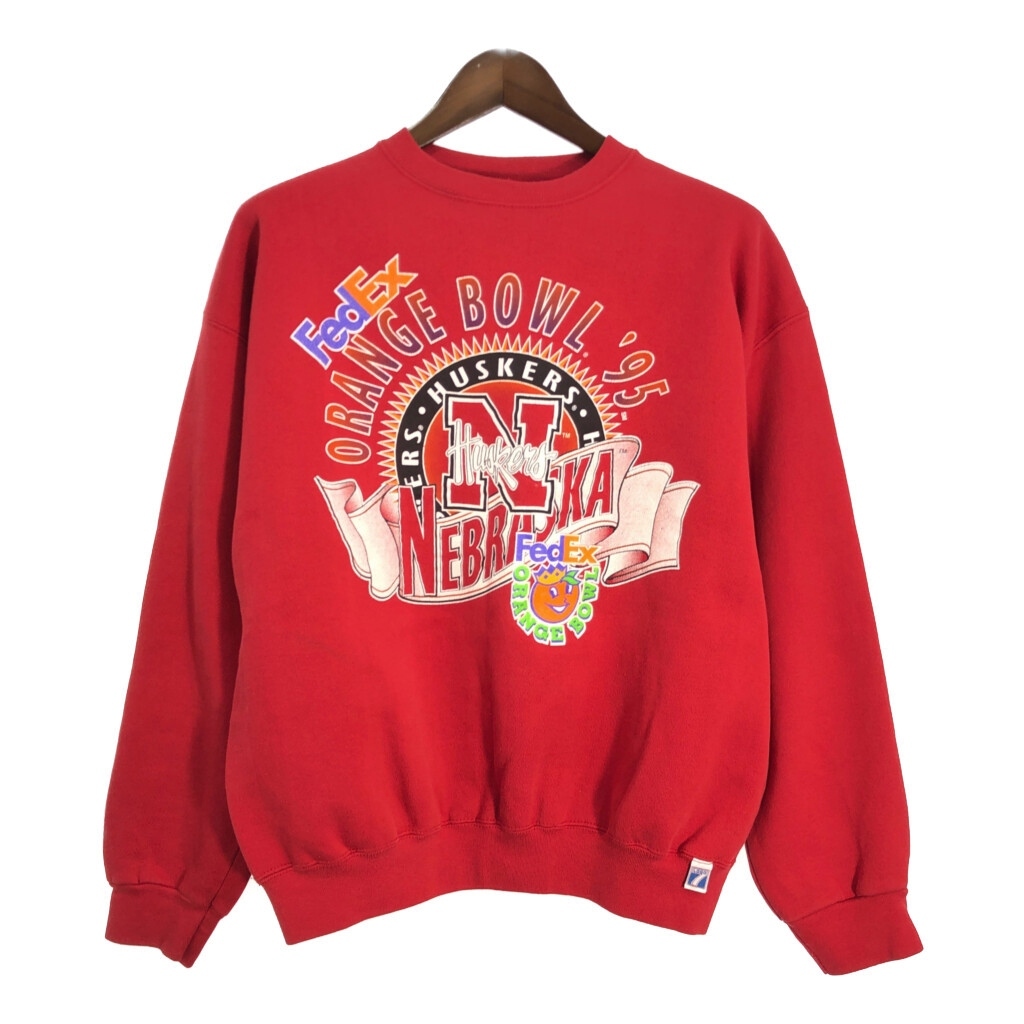 90年代 USA製 LOGO7 ロゴセブン スウェット 企業ロゴ カレッジ レッド (メンズ X-LARGE) 中古 古着 T2203拍卖