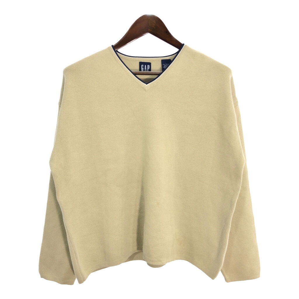 90年代 GAP ギャップ Vネック コットン ニット セーター ベージュ (メンズ L) 中古 古着 T3498拍卖