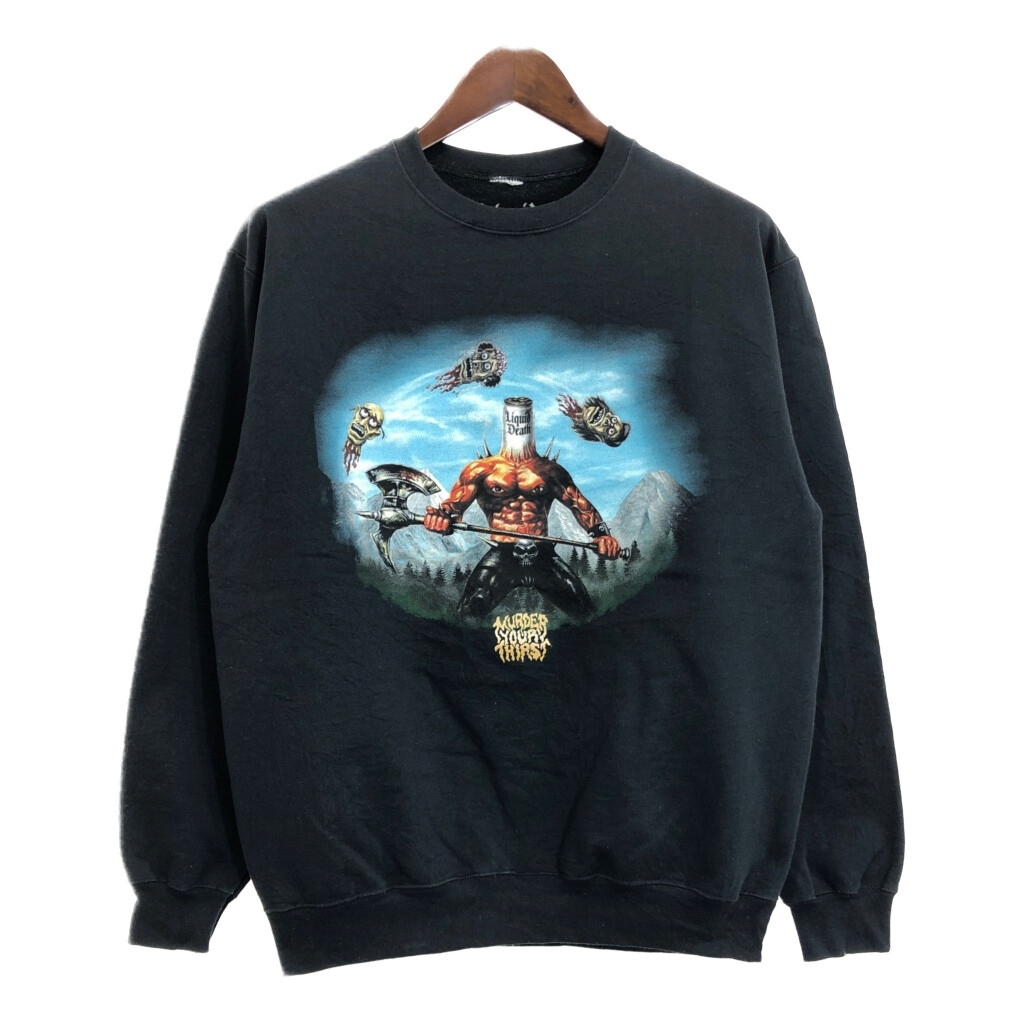 Liquid Death リキッド・デス スウェット 企業ロゴ ブラック (メンズ L) 中古 古着 T4127拍卖