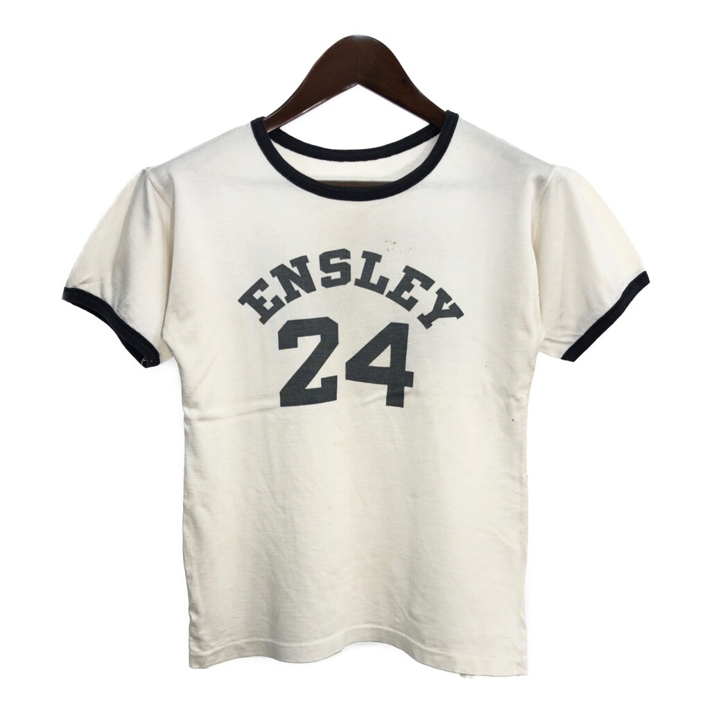 50年代 USA製 Champion チャンピオン ナンバリング レーヨン リンガーTシャツ ヴィンテージ ホワイト (メンズ 40) 中古 古着 T3543拍卖