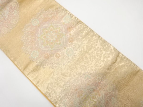 ys7312170; 宗sou 波に華紋織り出し袋帯(材料)【アンティーク】【着】拍卖