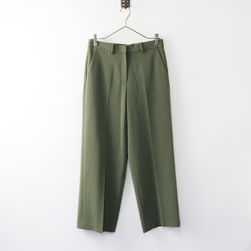 美品 2023年 定価34100円 セオリー Theory Admiral Crepe Relax ST Pant GB ストレートワイドパンツ 2/グリーン【2400014249798】拍卖