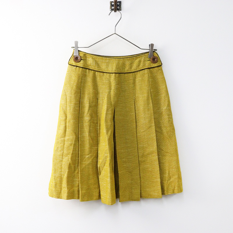 サリースコット Sally Scott ウールコットンプリーツスカート 64-91/■カーキ フレア ボトムス 【2400014290622】拍卖