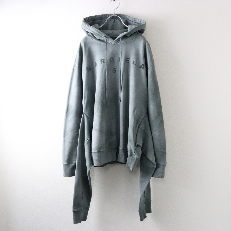 新品 未使用 2022SS エムエムシックス メゾンマルジェラ MM6 3WAY タイダイ染 変形ロゴフードパーカー S//グレー【2400014303704】拍卖