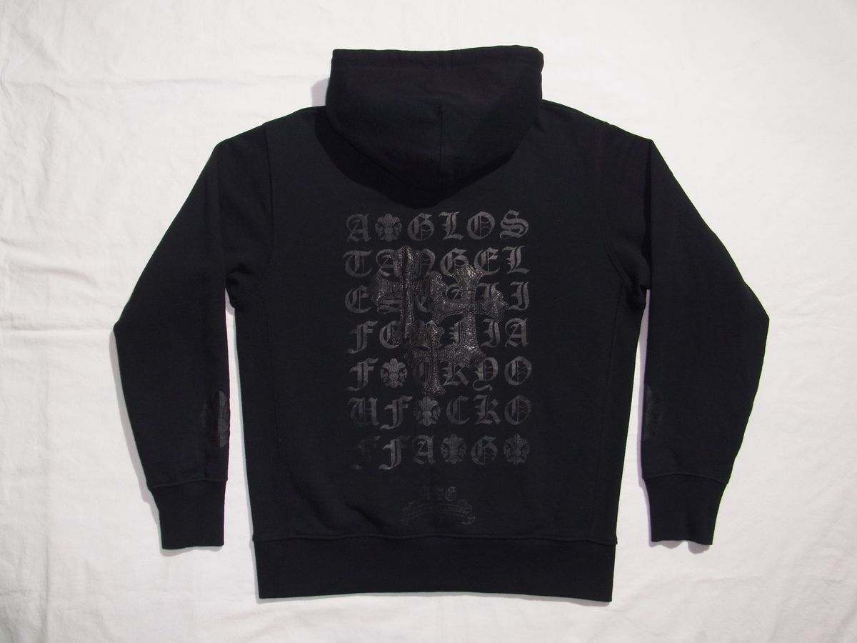 ★ A&G ROCK N ROLL COUTURE エーアンドジー レザー クロス ワッペン ジップアップ スウェット パーカー sizeM ブラック ★古着 JAPAN 拍卖