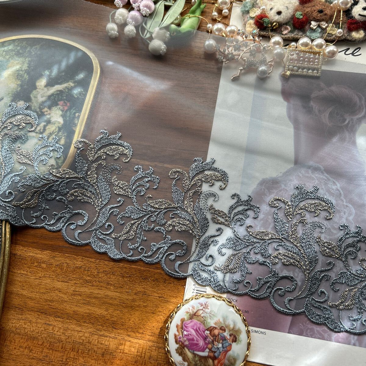 1m 金糸入り チュールレース **P4-82拍卖