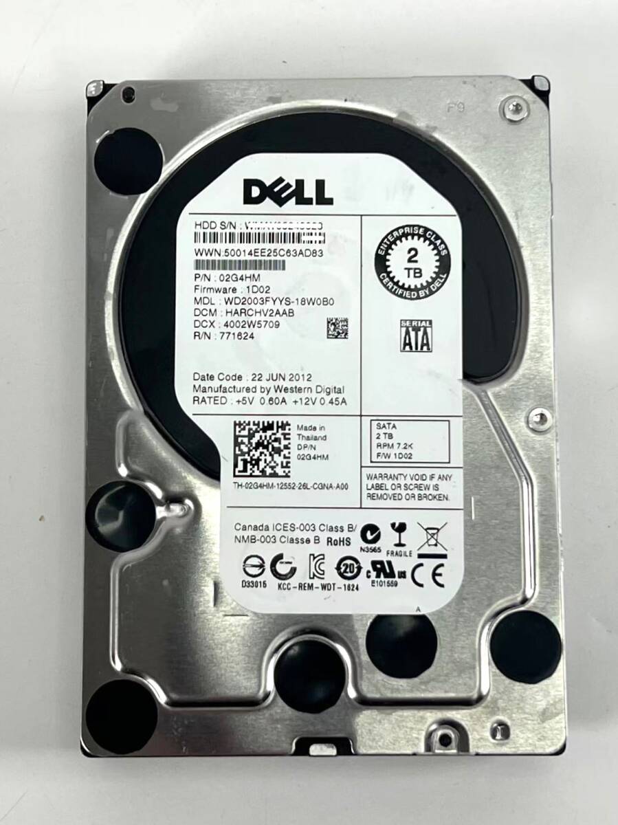 【中古】Dell WD2003FYYS 3.5インチ 2TB HDD 7200rpm拍卖