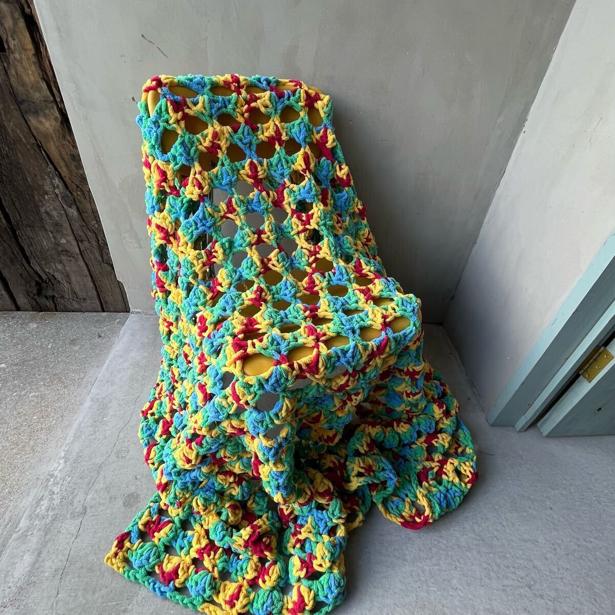 【USA vintage】Granny Blanket chunky knit グラニーブランケット チャンキーニット アメリカ ビンテージ拍卖