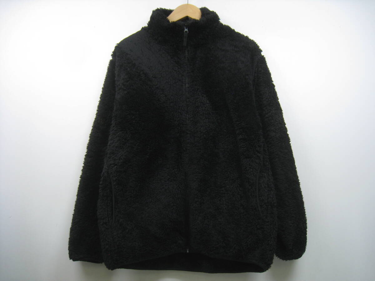 UNIQLO ユニクロ フリースジャケット ボア 厚手 フルジップ 黒 ブラック サイズL拍卖
