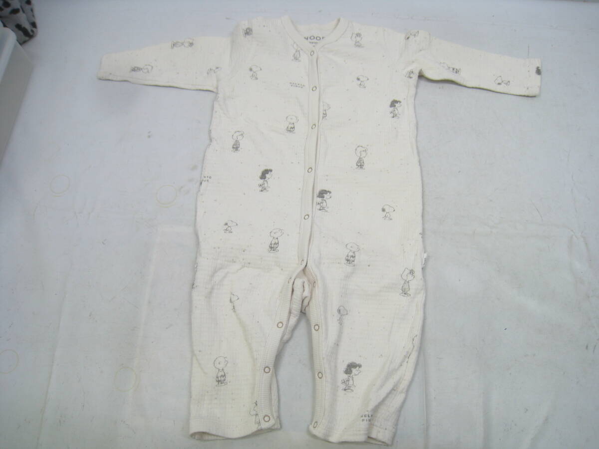SNOOPY meets gelato pique ジェラートピケ スヌーピー ベビー服 カバーオール 総柄 ベージュ サイズ80 (80-90)拍卖
