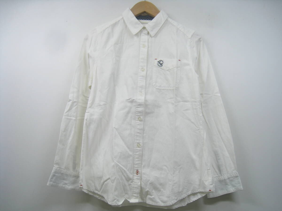 NICOLE white ニコル ホワイト シャツ 長袖 刺繍ロゴ 白 ホワイト サイズ38拍卖