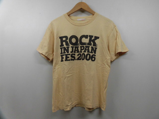 rockin'on ROCK IN JAPAN FES. 2006 ロッキンオン 音楽 ロック フェス ライブ ロゴプリント 半袖Tシャツ 丸首 トップス イエロー 黄 M拍卖