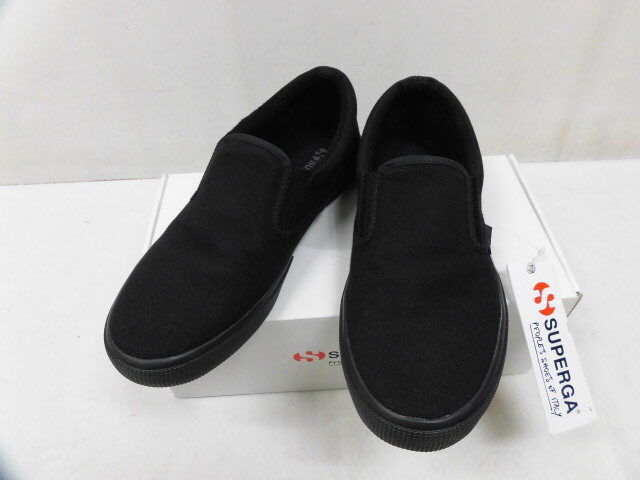 数回使用 SUPERGA スペルガ 2350 SLIP-ON スニーカー シューズ スリッポン S3113WW ブラック 黒 EURO/42 UK/8拍卖