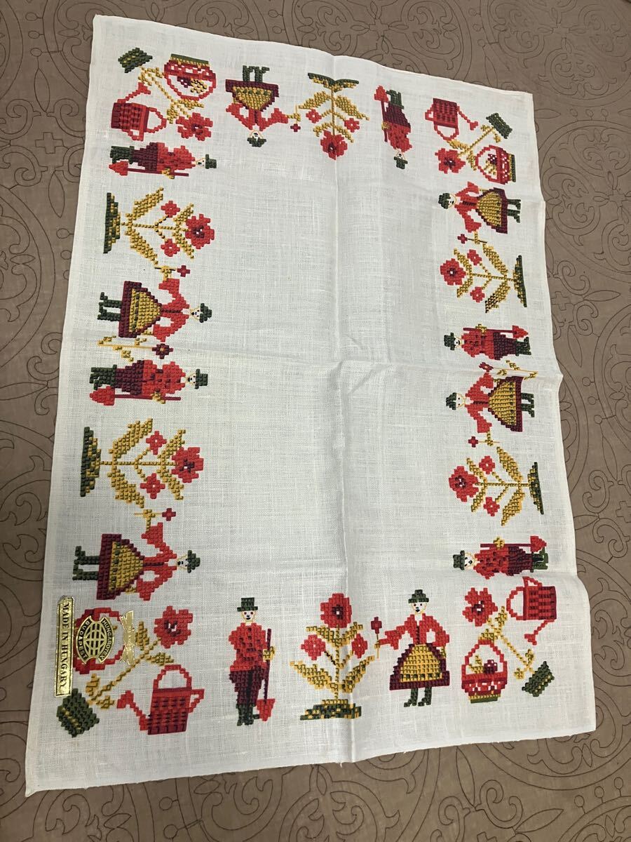 ハンガリー製 HUNGAROTEX BUDAPEST リネン生地 キッチンマット 麻 ALL LINEN VINTAGE 昭和レトロ 拍卖
