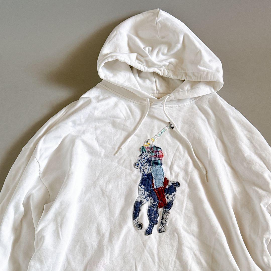 POLO RALPH LAUREN ポロラルフローレン DENIM&SUPPLY ビッグポニーロゴ パッチワーク パーカー トレーナー スウェット サイドスリット拍卖