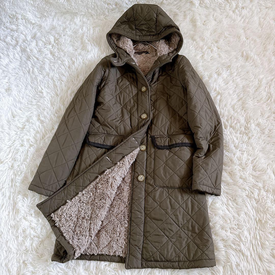 現行タグ MACKINTOSH マッキントッシュ フーディ ロングダウンジャケット コート 裏ボア キルティング 茶 ブラウン 36サイズ拍卖